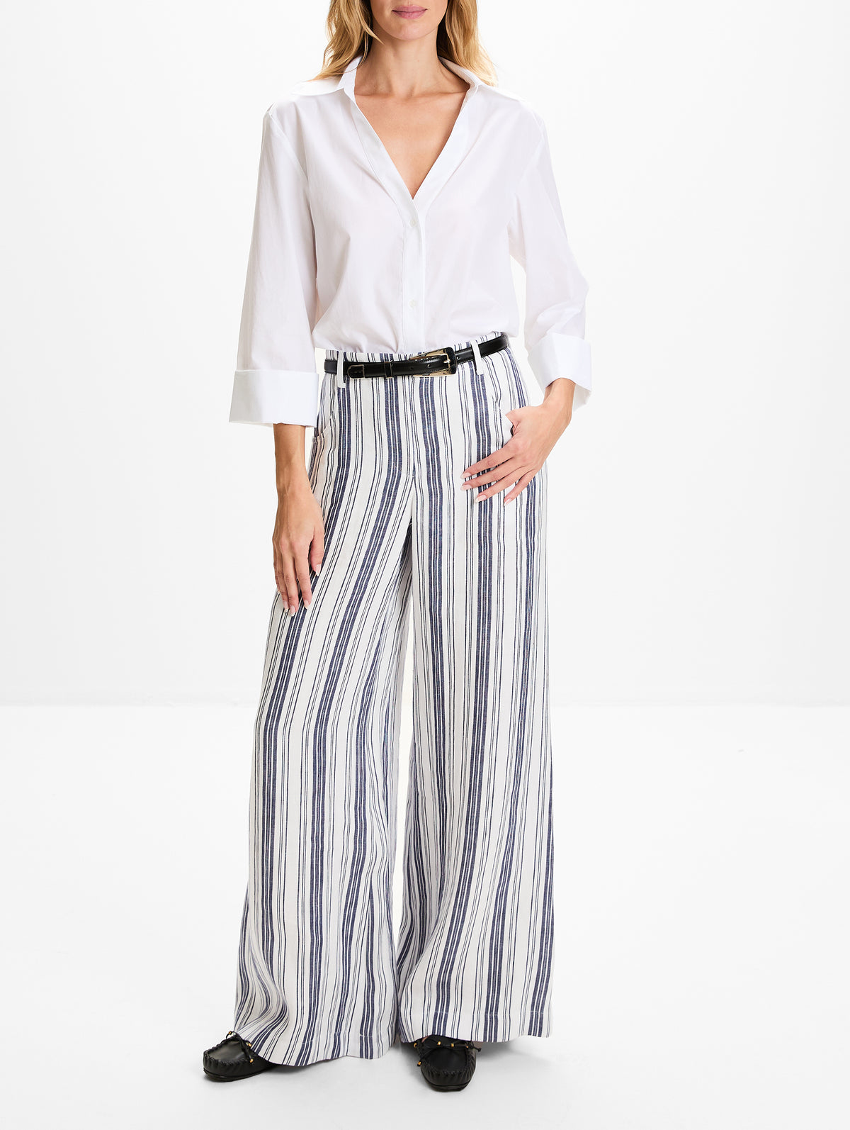 Demie Pant,TWP,IVORY/NAVY,Image 2