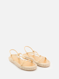 Nappa Corda Flat Sandal,GIANVITO ROSSI,GOLD,Image 2