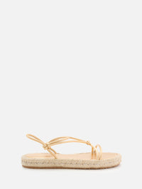 Nappa Corda Flat Sandal,GIANVITO ROSSI,GOLD,Image 1