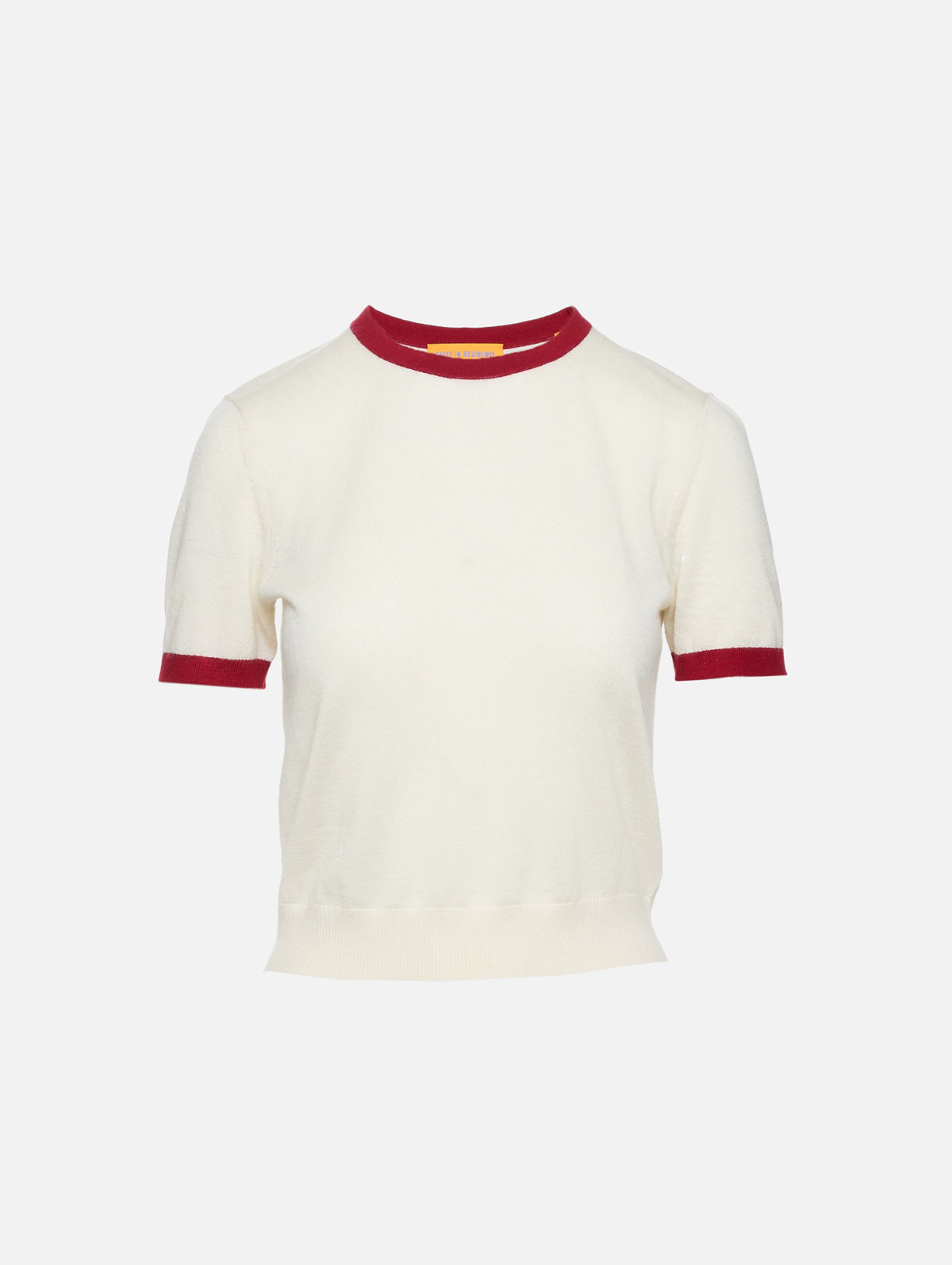 Airy Ringer Tee,GUEST IN RESIDENCE,CREAM/CARMINE,Image 1