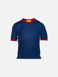 Airy Ringer Tee,GUEST IN RESIDENCE,NAVY/CARMINE,Image 1