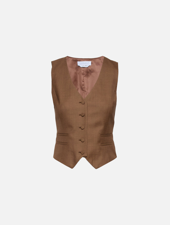 Coleridge Vest,GABRIELA HEARST,CHESTNUT,Image 1
