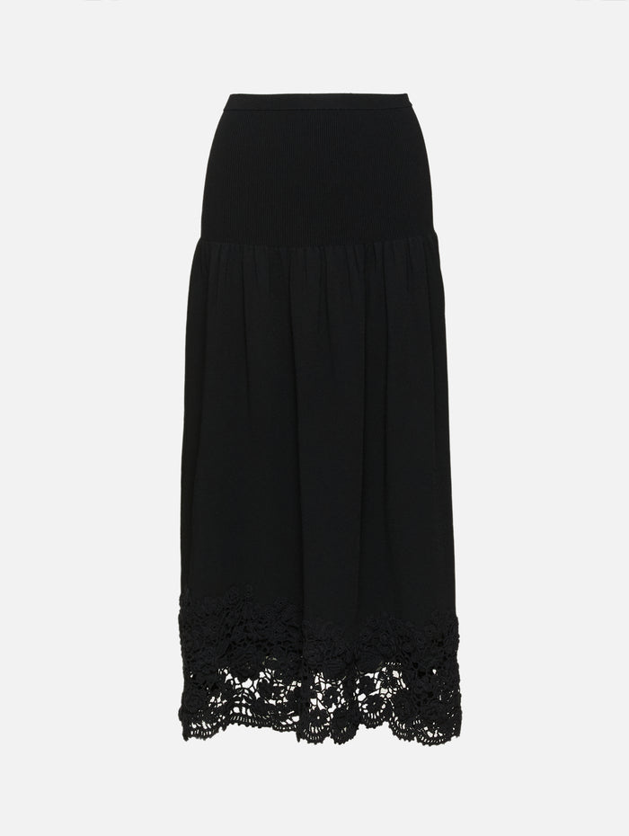 Leona Crochet Skirt,ULLA JOHNSON,NOIR,Image 1