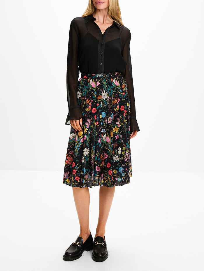 Sheer Button Blouse,GUCCI,BLACK,Image 1