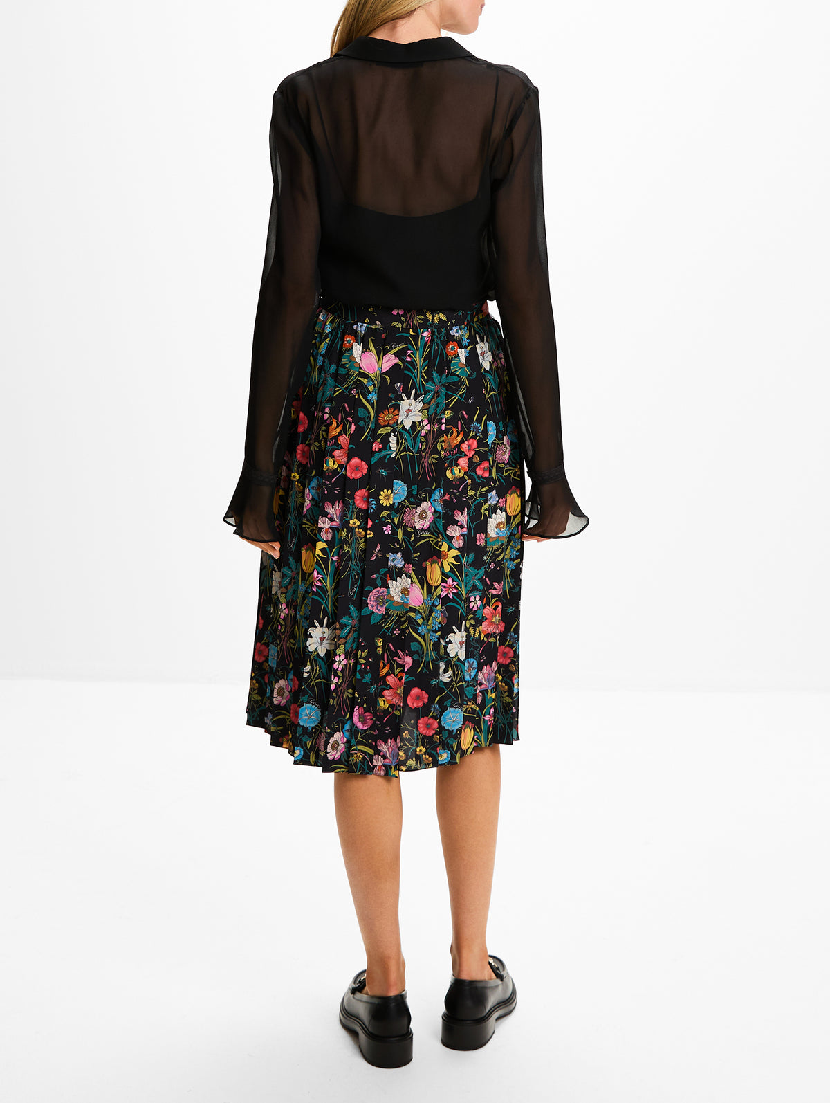 Floral Skirt,GUCCI,BLACK MULTICOLOR,Image 4