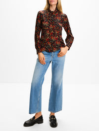 Floral Blouse,GUCCI,BLACK RED,Image 2