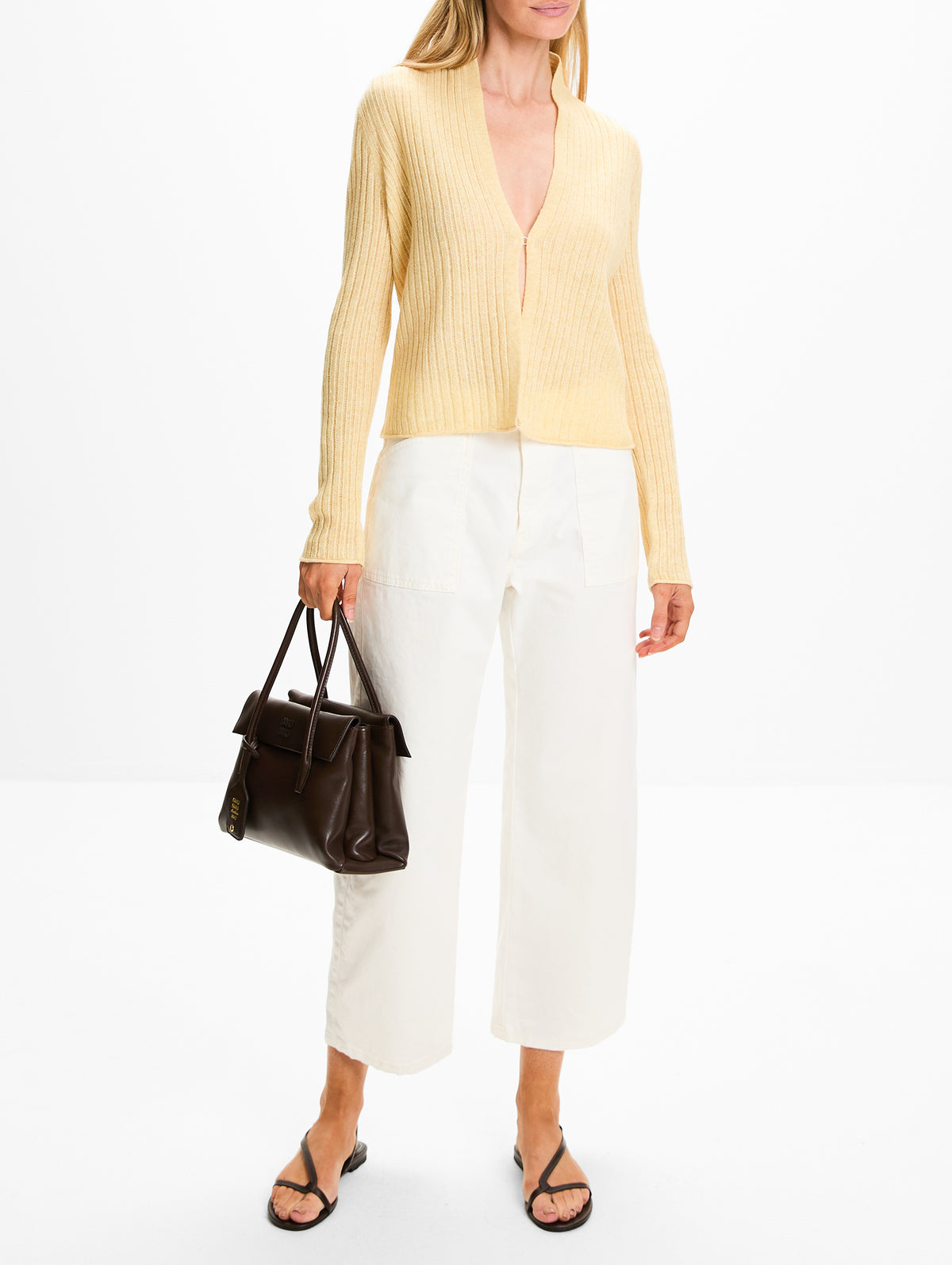 Rib Stealth Cardigan,GUEST IN RESIDENCE,BUTTER,Image 2