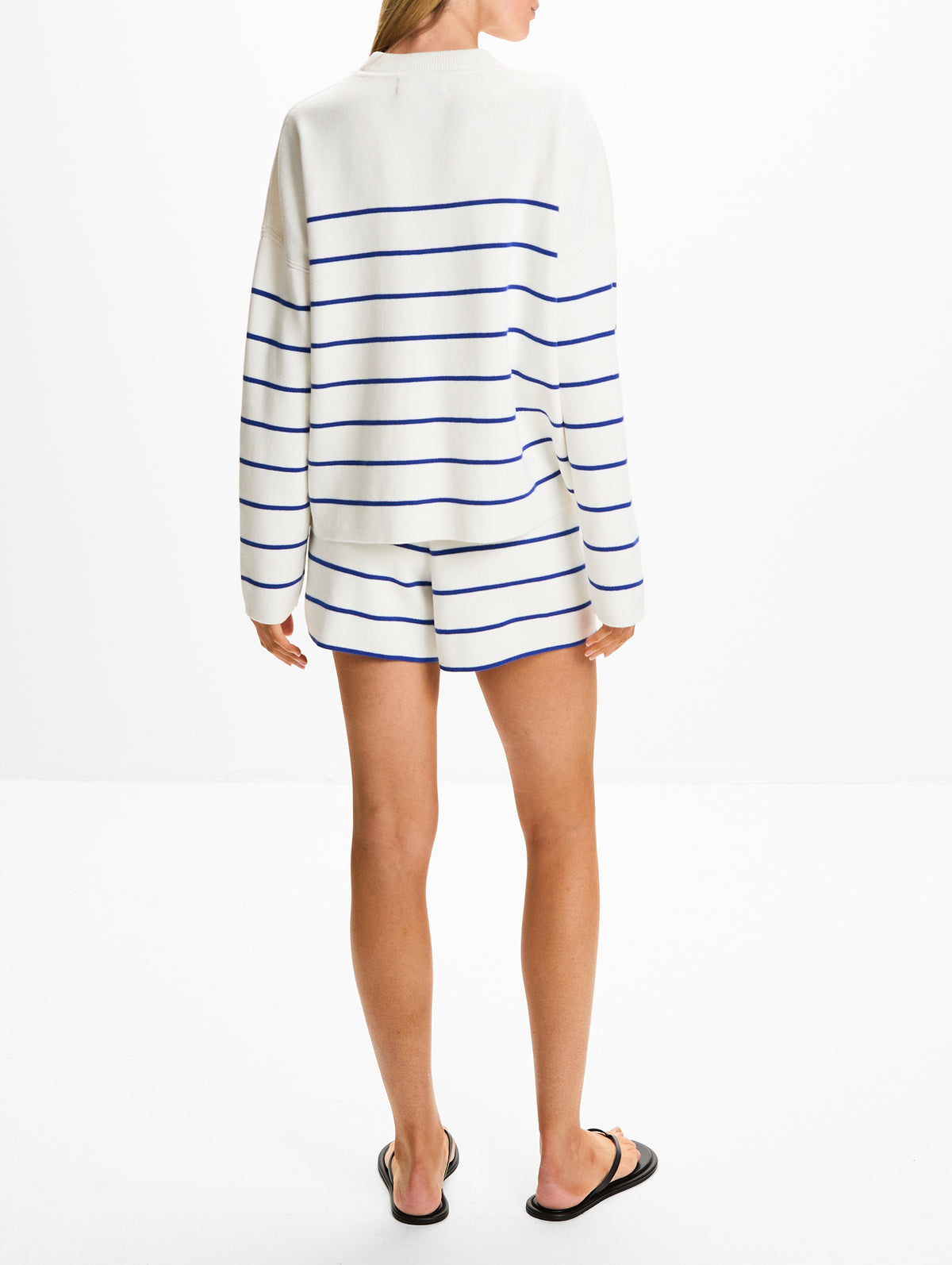 Leo Sweater,LA LIGNE,CREAM/COBALT,Image 3