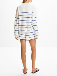 Leo Sweater,LA LIGNE,CREAM/COBALT,Image 3
