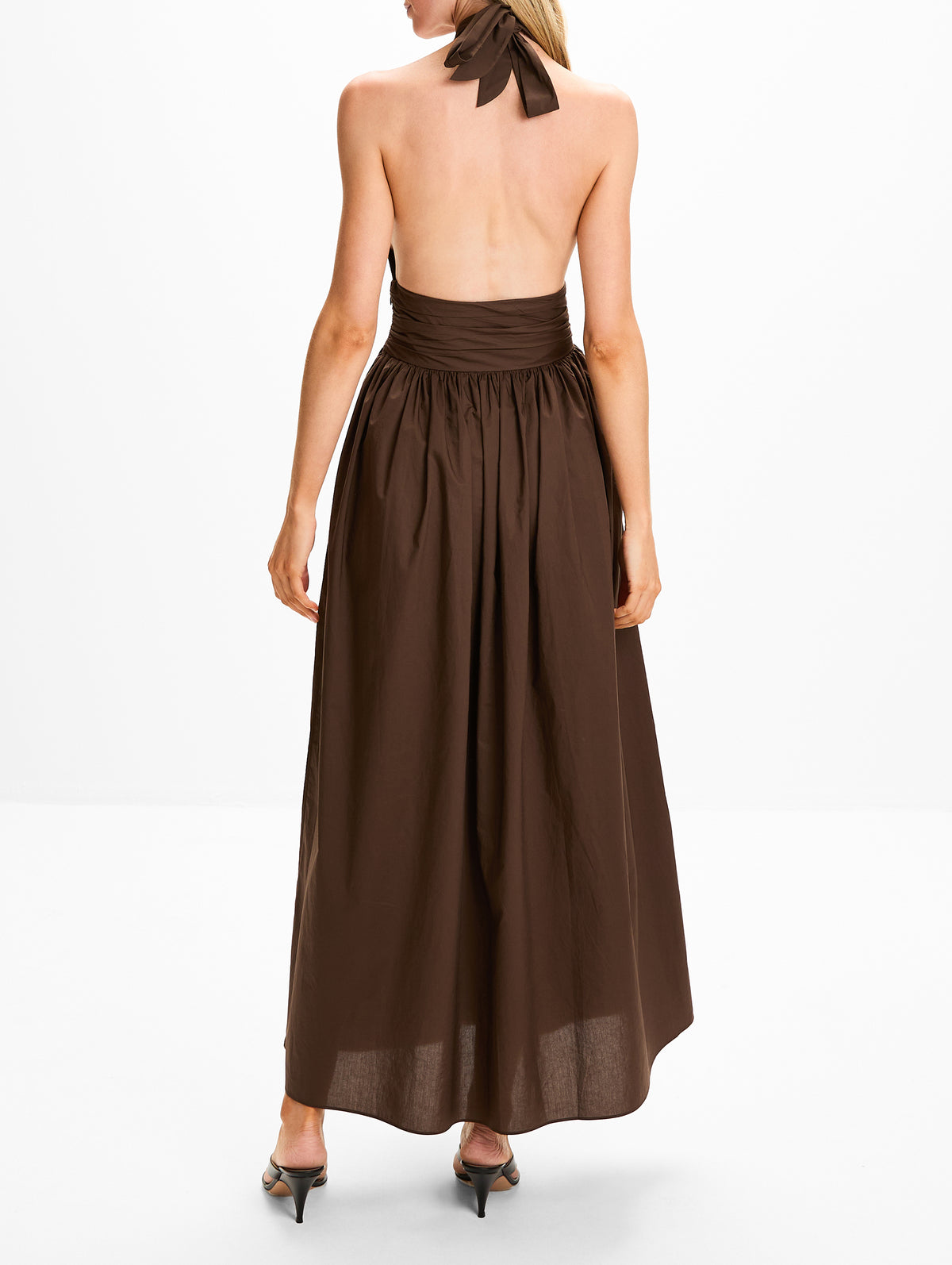 Keyhole Halter Dress,MATTEAU,CHOCOLATE,Image 4