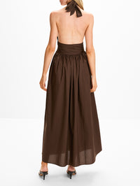 Keyhole Halter Dress,MATTEAU,CHOCOLATE,Image 4