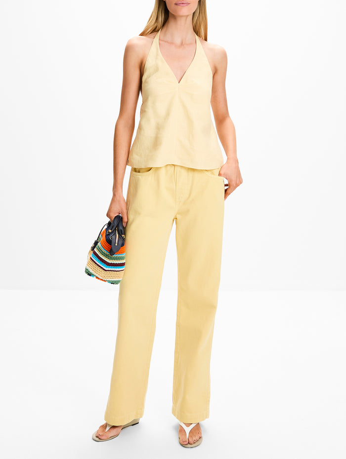 Corso Linen Top,STAUD,BUTTER,Image 1