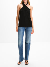 Twisted Jersey Halter Top,TOTÉME,BLACK,Image 2