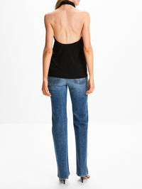 Twisted Jersey Halter Top,TOTÉME,BLACK,Image 3