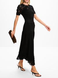 Leona Crochet Skirt,ULLA JOHNSON,NOIR,Image 3