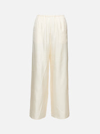 Monogram Silk Pj Bottom,TOTÉME,CREAM,Image 2