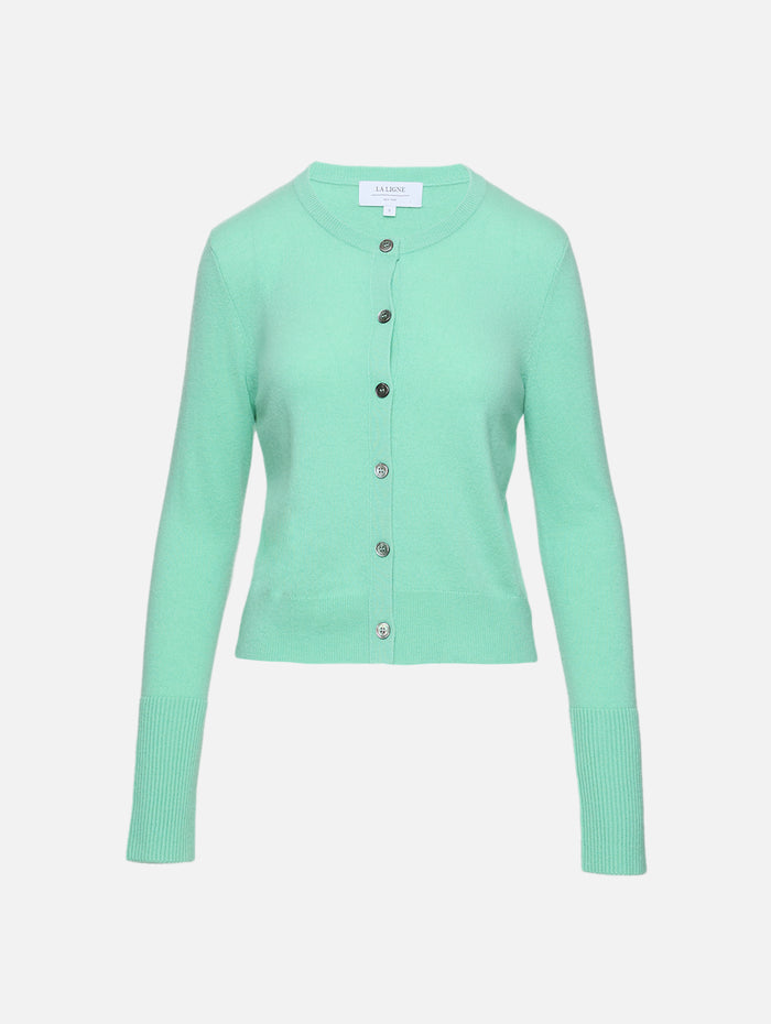 Solid Lean Lines Cardigan,LA LIGNE,AQUA,Image 1