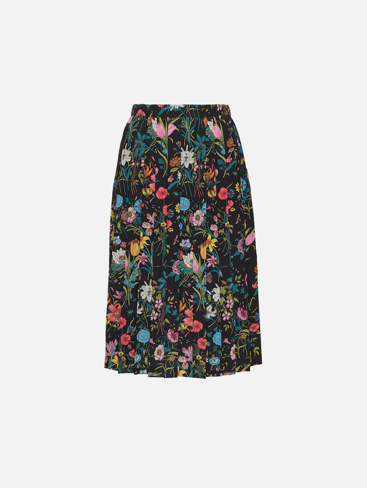 Floral Skirt,GUCCI,BLACK MULTICOLOR,Image 1