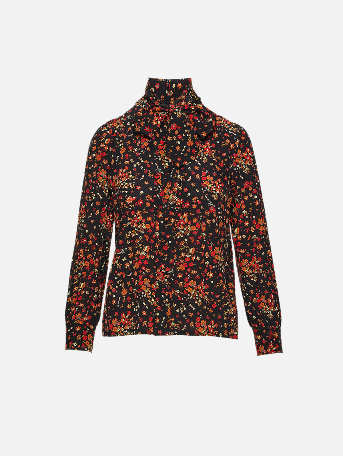 Floral Blouse,GUCCI,BLACK RED,Image 1