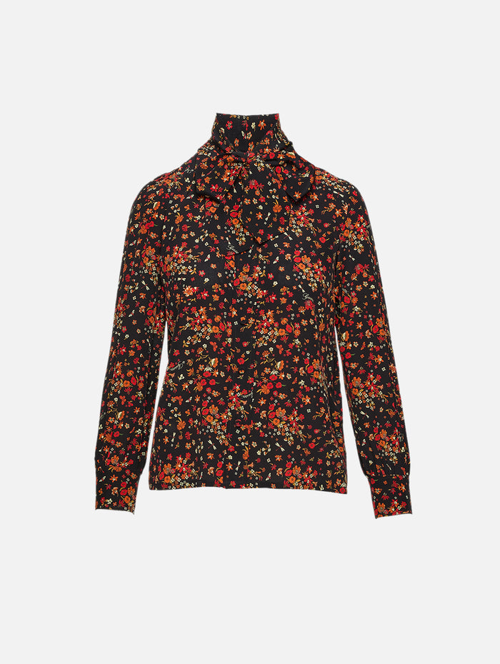 Floral Blouse,GUCCI,BLACK RED,Image 1