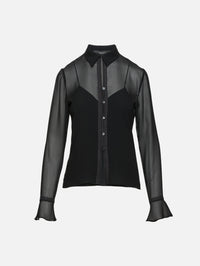 Sheer Button Blouse,GUCCI,BLACK,Image 1