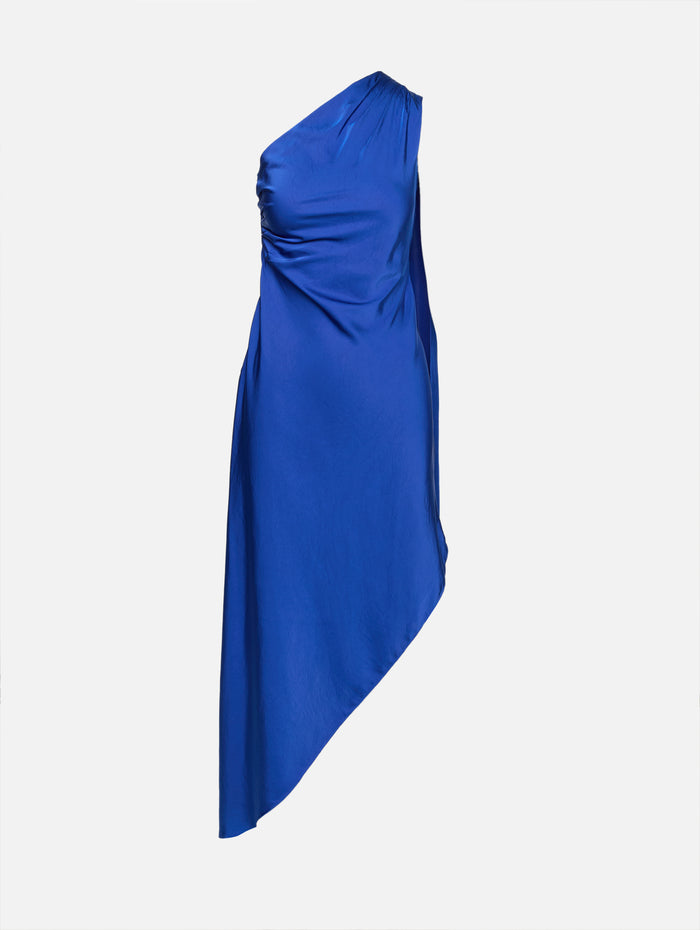 One Shoulder Dress,LAPOINTE,ROYAL BLUE,Image 1