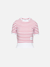 Rib Tee,THOM BROWNE,WHITE RED,Image 1
