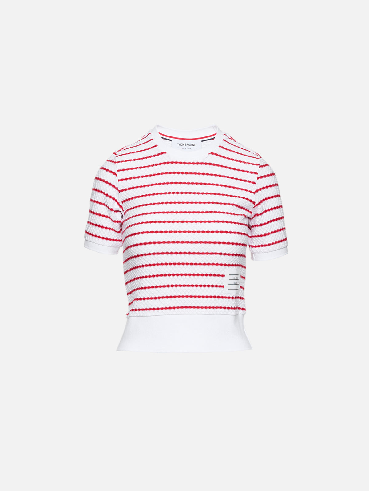 Rib Tee,THOM BROWNE,WHITE RED,Image 2