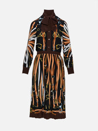 Belted Dress,GUCCI,BLACK BROWN,Image 2