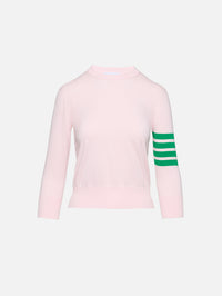 Jersey Stitch Pullover Sweater,THOM BROWNE,LIGHT PINK,Image 1