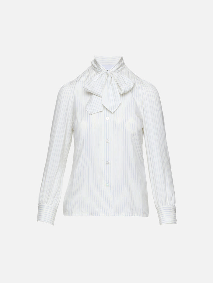 Pinstripe Blouse,GUCCI,WHITE AZURE,Image 1
