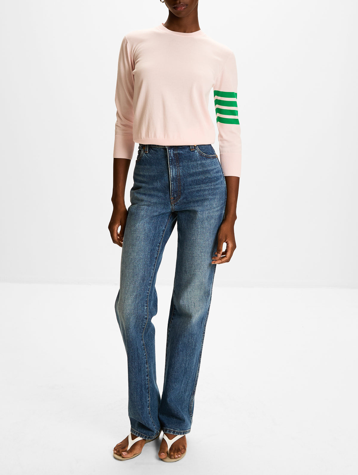 Jersey Stitch Pullover Sweater,THOM BROWNE,LIGHT PINK,Image 2