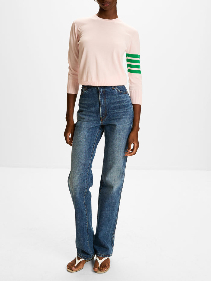 Jersey Stitch Pullover Sweater,THOM BROWNE,LIGHT PINK,Image 1