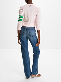 Jersey Stitch Pullover Sweater,THOM BROWNE,LIGHT PINK,Image 3