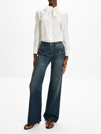 Pinstripe Blouse,GUCCI,WHITE AZURE,Image 2