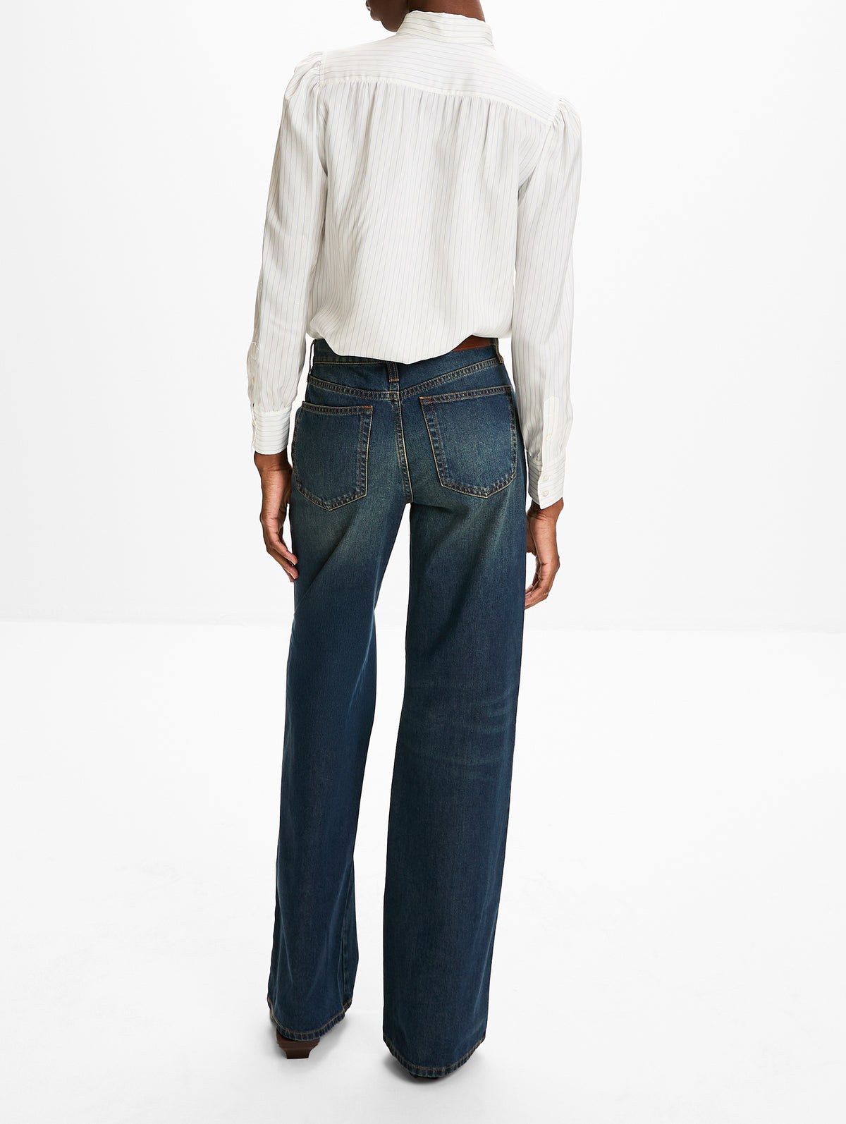 Pinstripe Blouse,GUCCI,WHITE AZURE,Image 3