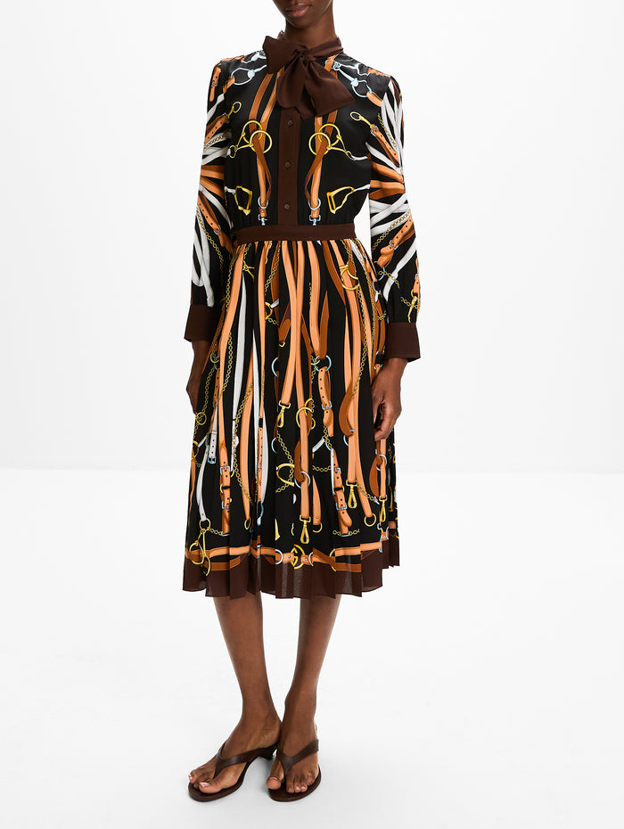 Belted Dress,GUCCI,BLACK BROWN,Image 1