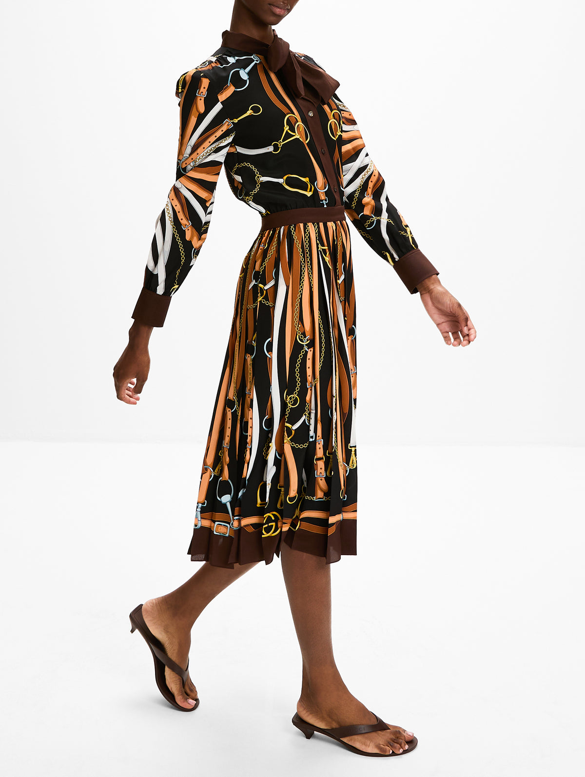 Belted Dress,GUCCI,BLACK BROWN,Image 3