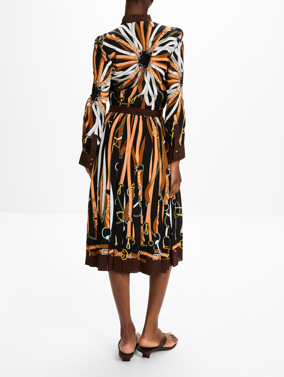 Belted Dress,GUCCI,BLACK BROWN,Image 4