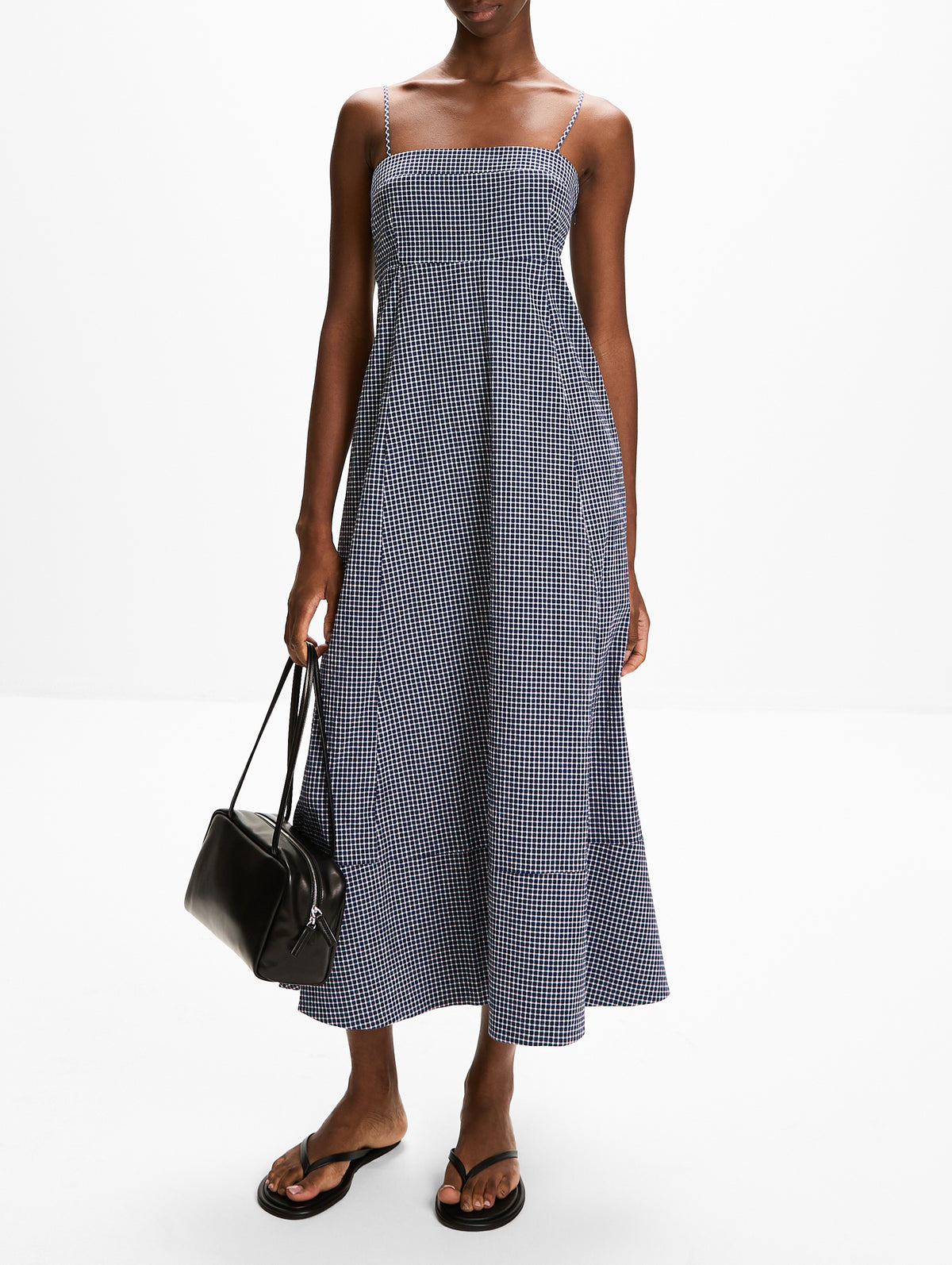 Fit And Flare Knot Dress,LA LIGNE,MIDNIGHT/WHITE,Image 2