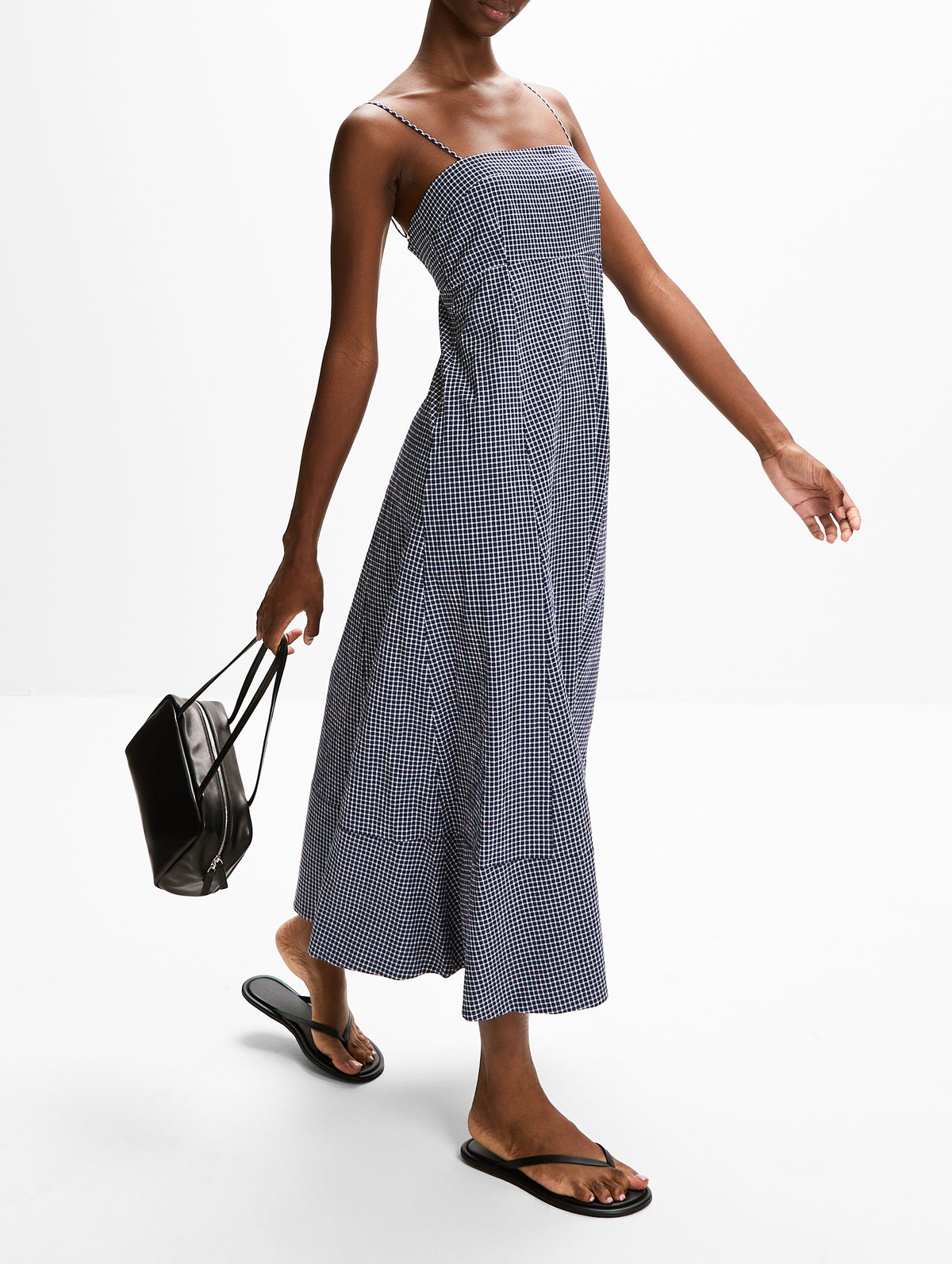 Fit And Flare Knot Dress,LA LIGNE,MIDNIGHT/WHITE,Image 3