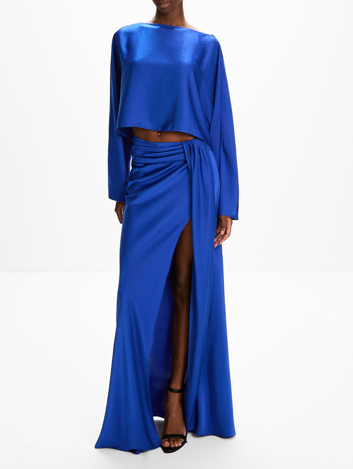 Boat Neck Blouse,LAPOINTE,ROYAL BLUE,Image 1