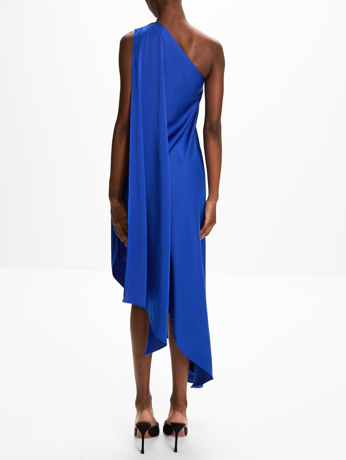 One Shoulder Dress,LAPOINTE,ROYAL BLUE,Image 4