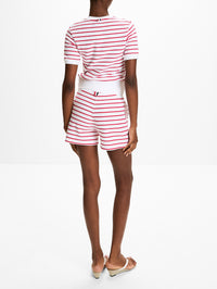 Striped Textured Short,THOM BROWNE,WHITE RED,Image 3