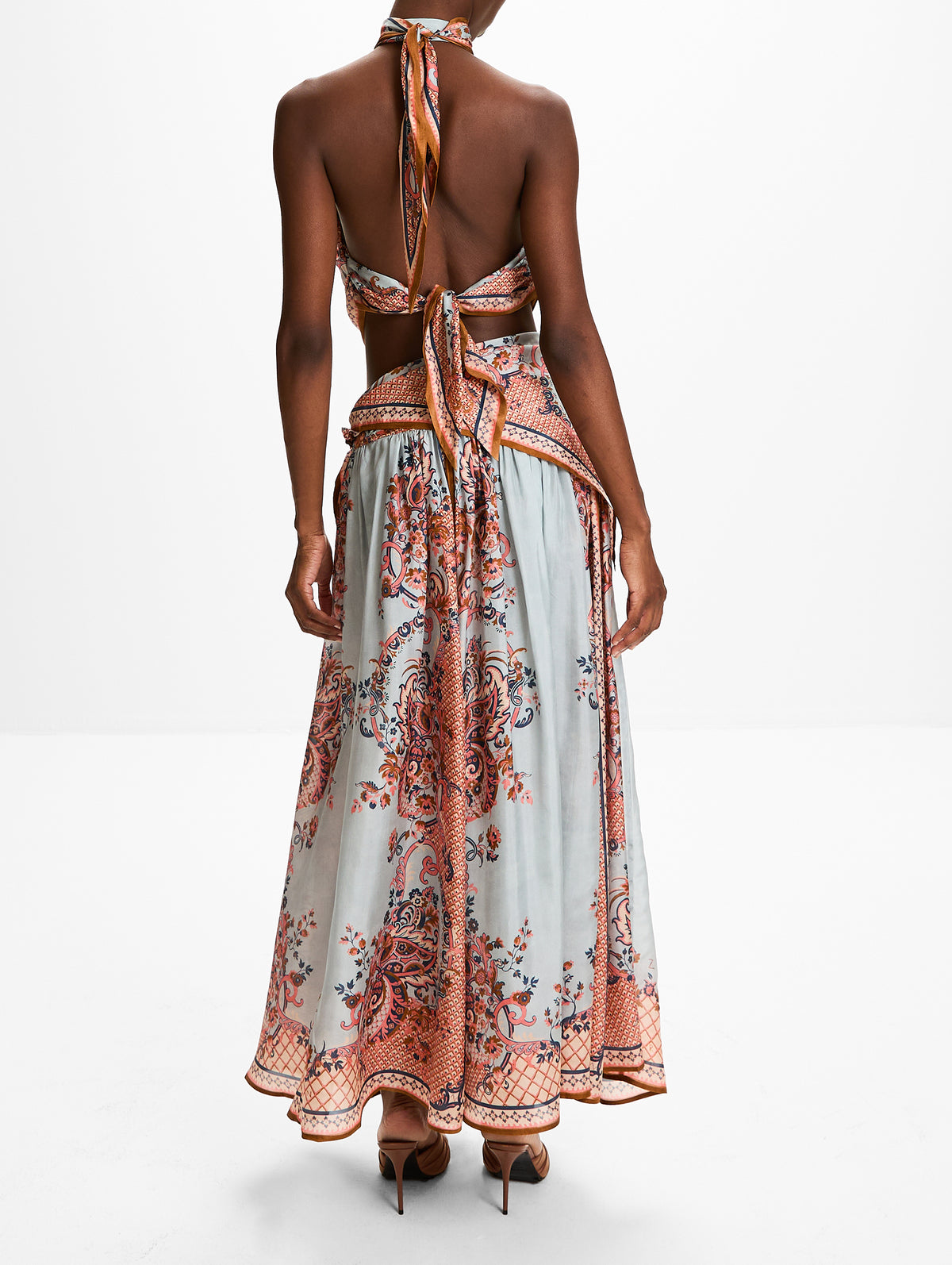 Aster Scarf Skirt,ZIMMERMANN,BLUE PAISLEY FLORAL,Image 4