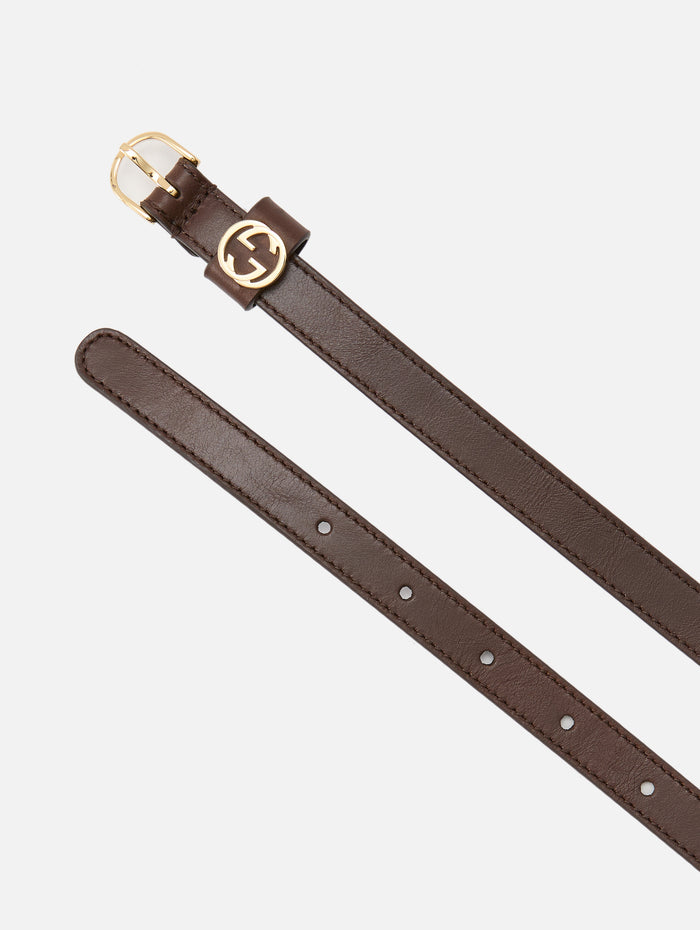 GG Interlocking Belt 15mm,GUCCI,DARK BROWN,Image 1