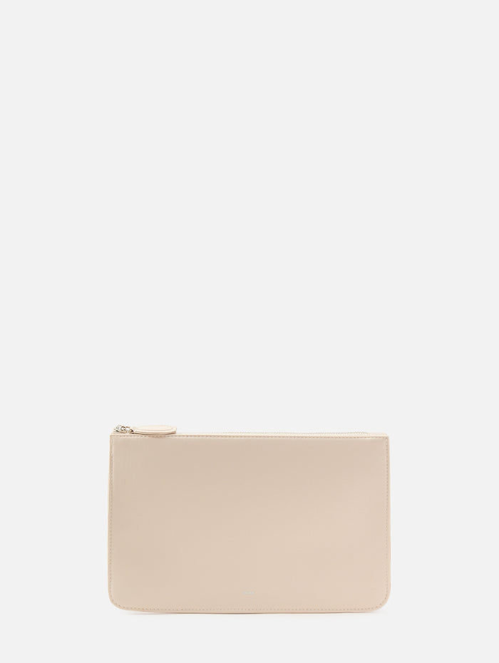 Threefold Satin Clutch,TOTÉME,CHAMPAGNE,Image 1