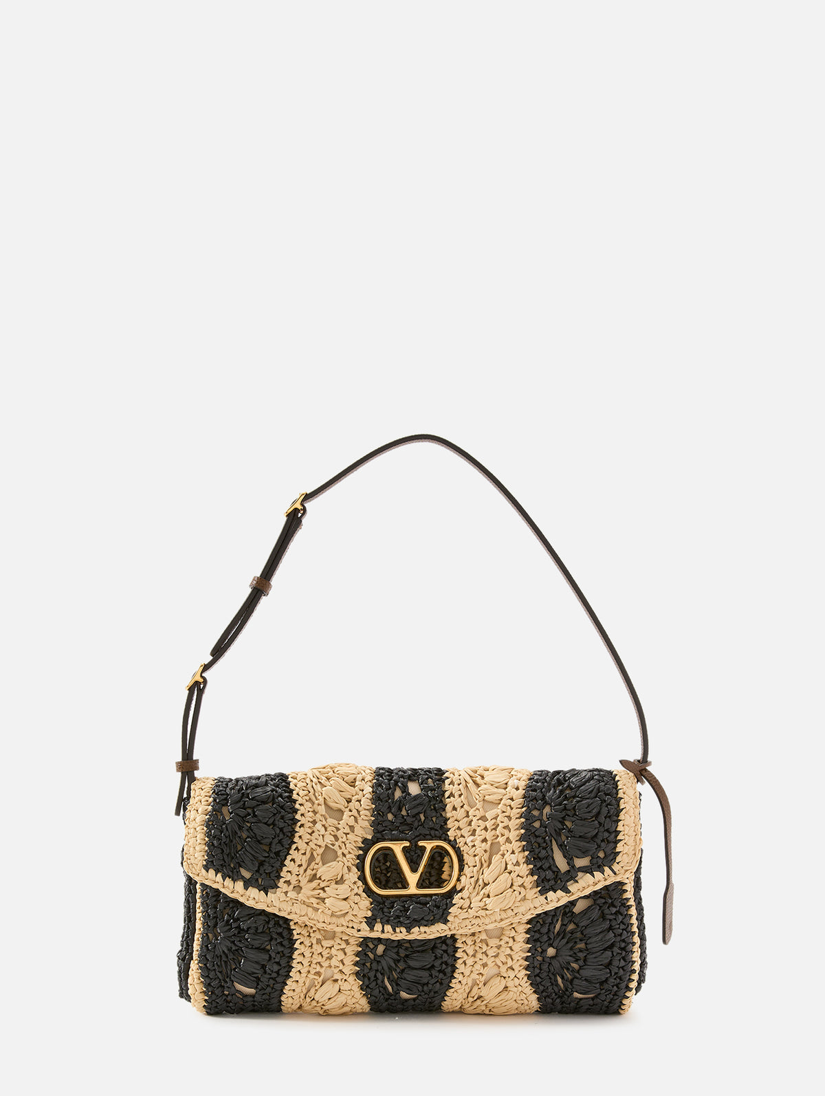 Rafia Devain Clutch,VALENTINO GARAVANI,NATURALE NOIR,Image 1