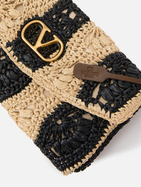 Rafia Devain Clutch,VALENTINO GARAVANI,NATURALE NOIR,Image 3