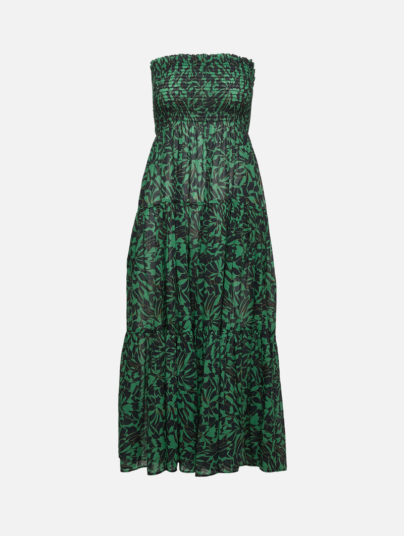 green ulla johnson dress Lucca Smocked Strapless Midi Dress, Neptune, Women's, S size-24